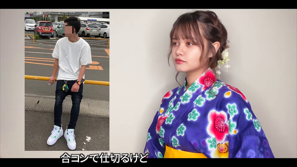 ファッションとコメントが対比的に提示される、動画の主要な構成を示すシーン。