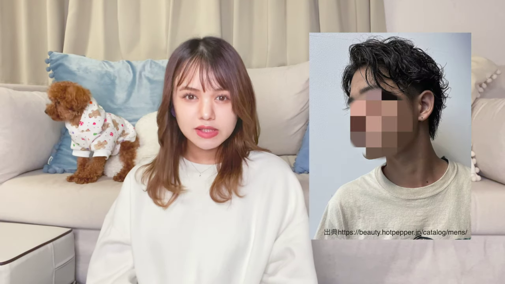 具体的なヘアスタイルを解説する様子