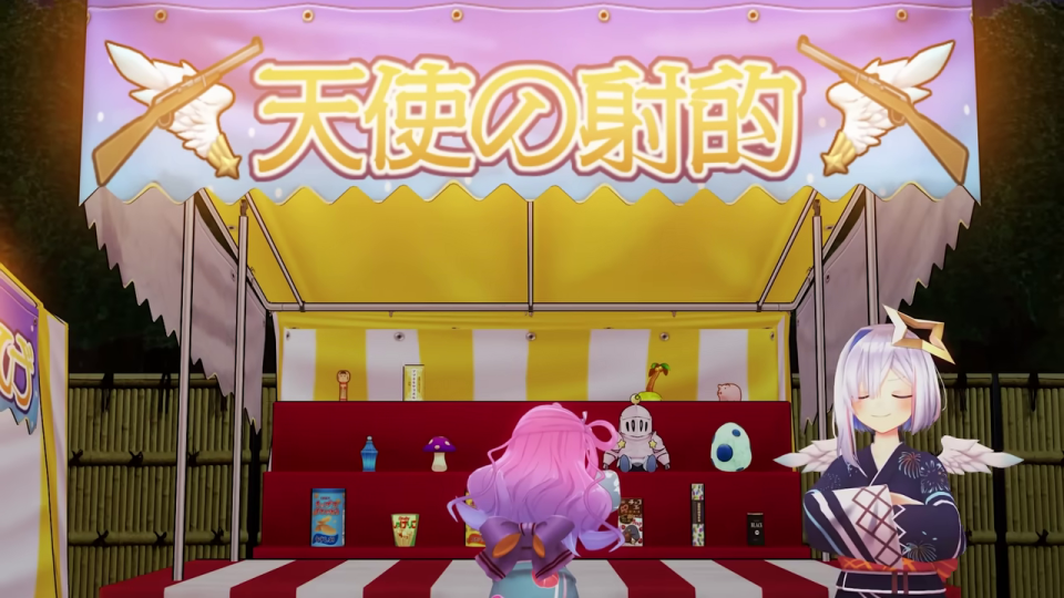 射的屋台の全景とキャラクター