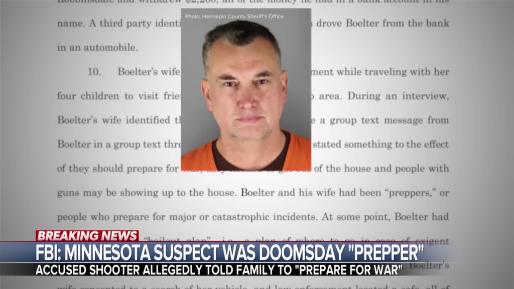 容疑者のマグショットと「prepper」としての背景を示す法的文書