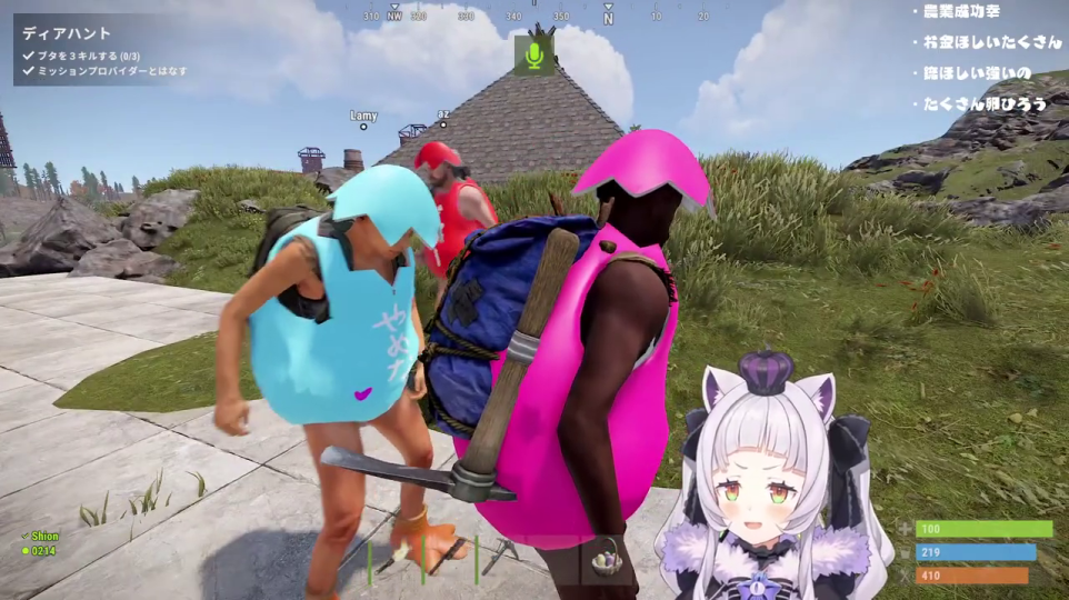 - イースターイベントでウサギのコスチュームを着用したプレイヤーたちが、ゲームにユーモラスな一面を加えています。