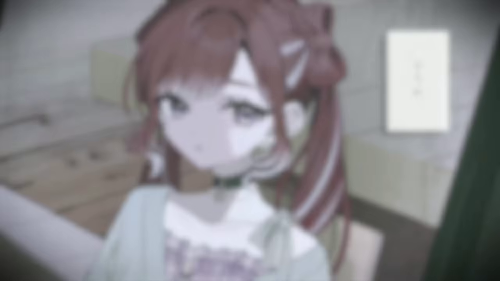 ぼやけた女性のイラストと読めないテキストボックス
