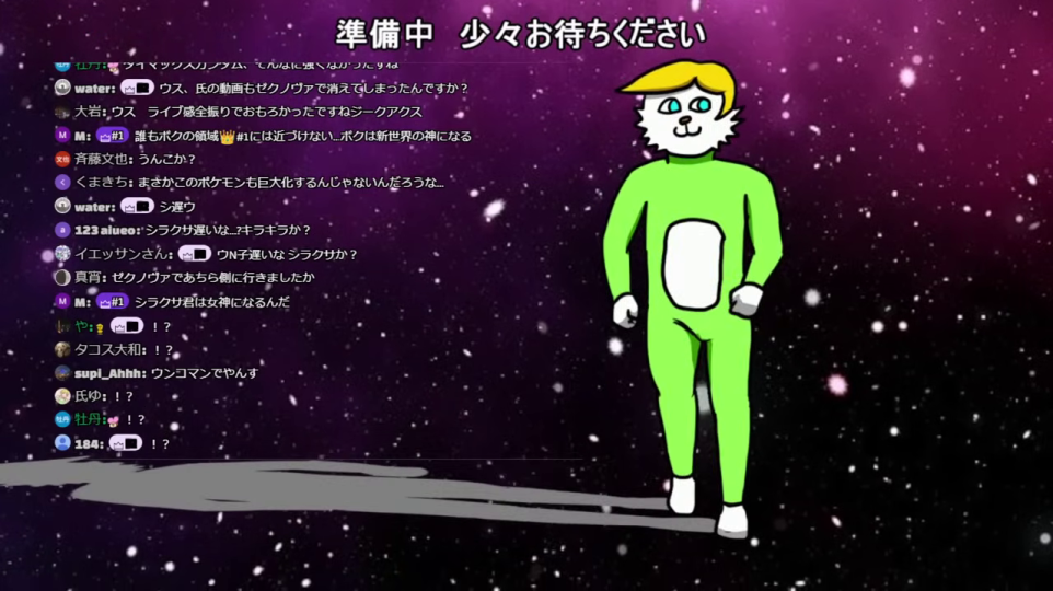 - 配信待機画面とアニメーションキャラクター