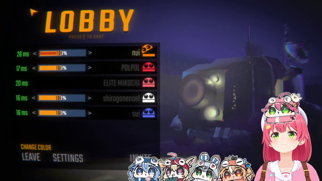 VTuberと仲間たちが集うゲームのロビー画面
