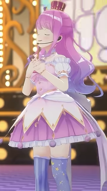 VTuberが胸に手を当て、やや俯く