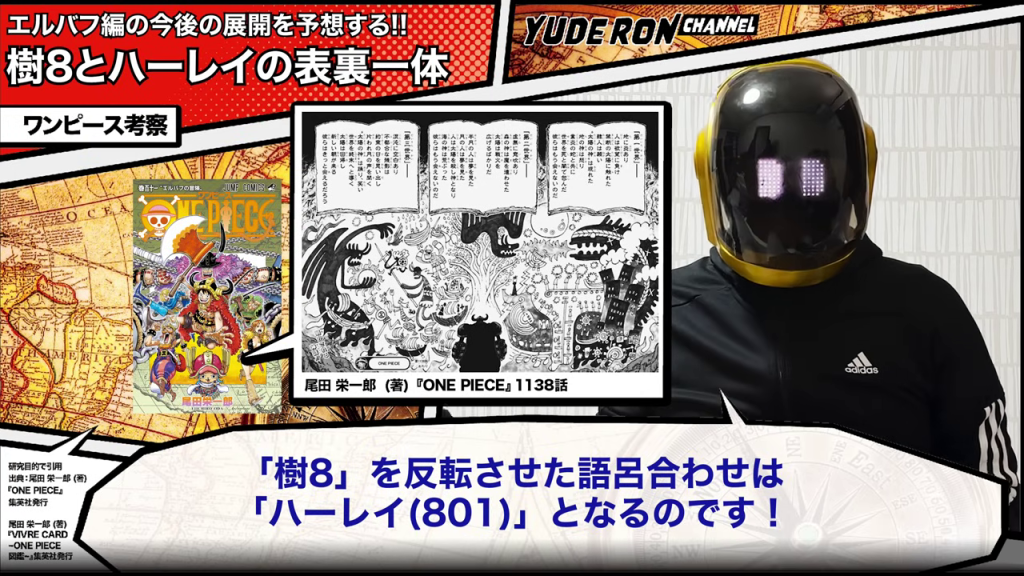 「樹8」を反転させた語呂合わせが「ハーレイ(801)」となる考察結果を表示