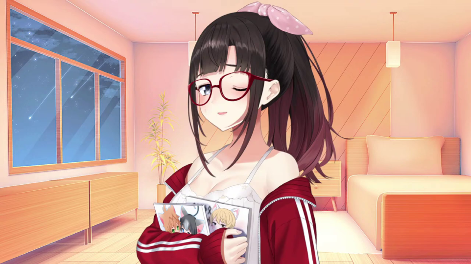 ウィンクしている女性キャラクター