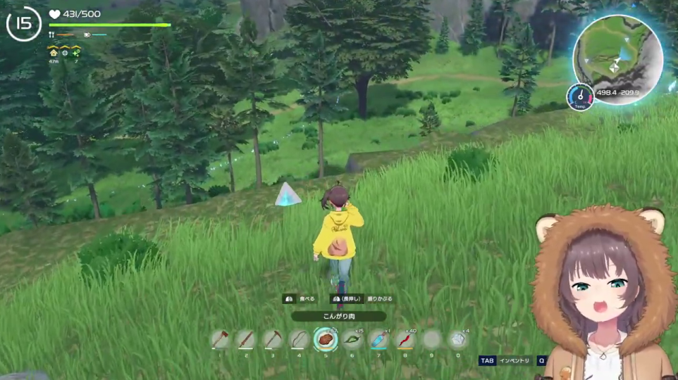 - サバイバルゲームでスタミナが低いプレイヤーとこんがり肉