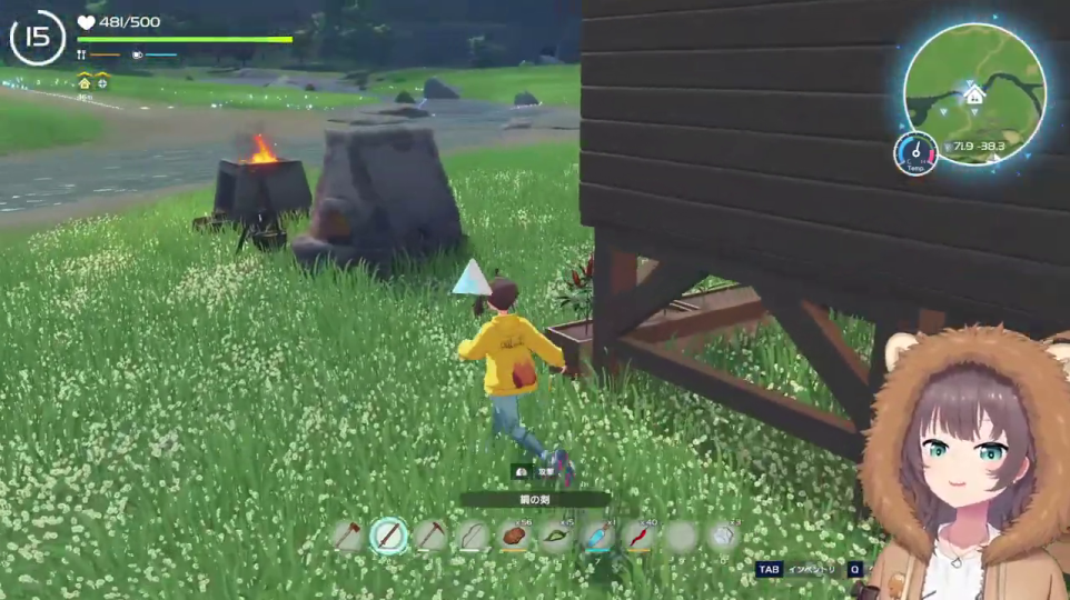 - サバイバルゲームでプレイヤーが建築した拠点と炉