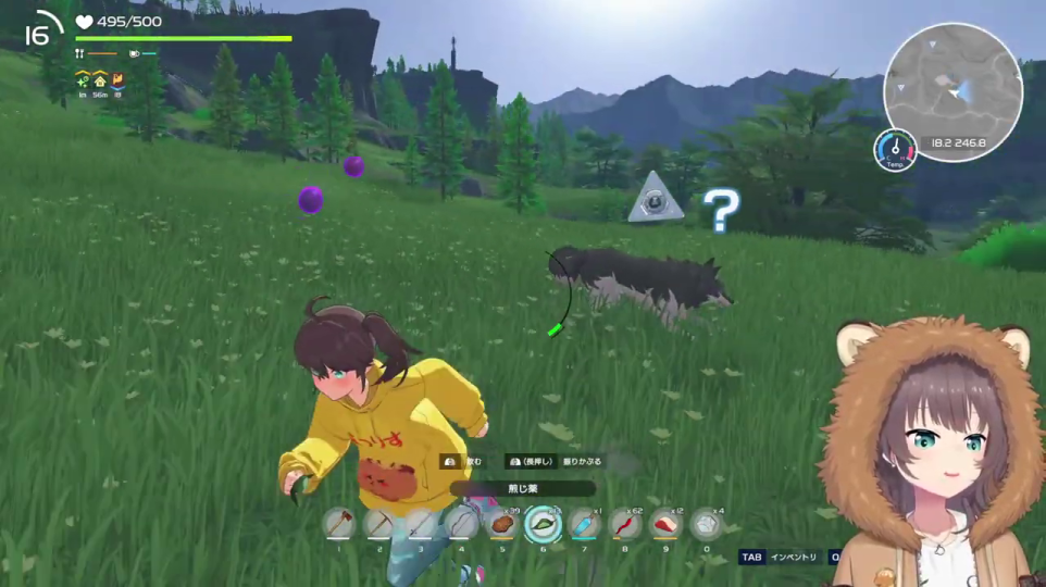 - サバイバルゲームで「？」マークのついた動物を発見するプレイヤー