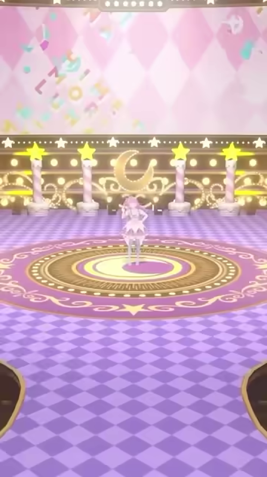 広大なステージで踊るキャラクターの全身像