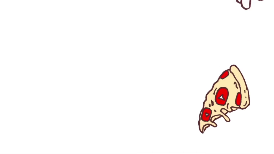 アニメーション風のピザの切れ端
