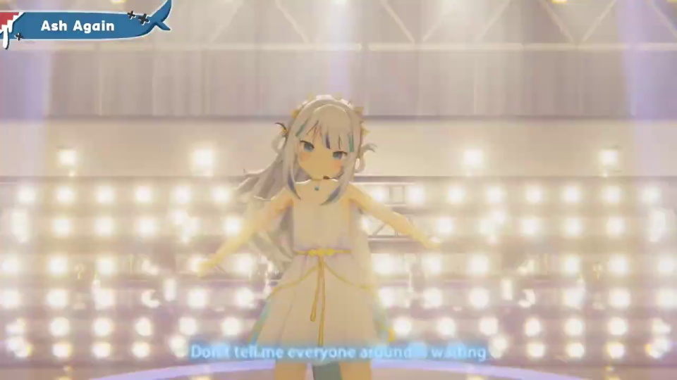 歌詞テロップと共に歌うGawr Gura