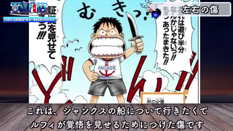 ルフィと漫画コマとテキストの組み合わせ