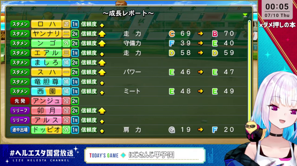 成長レポート画面