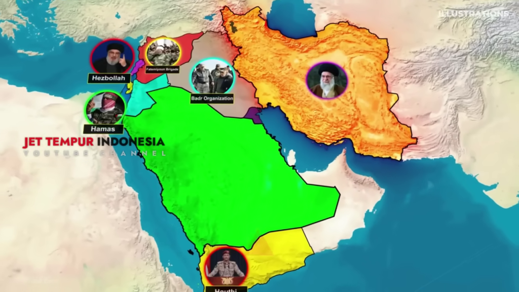 イランと中東の関連組織を示す地図