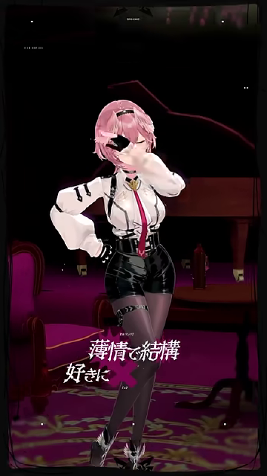 口元に手を当て「薄情で結構 好きに」と語るVTuber