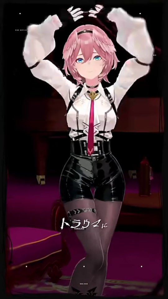 頭上で手を合わせ「トラウマに」と語るVTuber