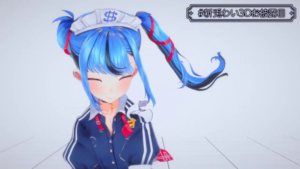 片目を閉じ、手のひらを見せるキャラクター