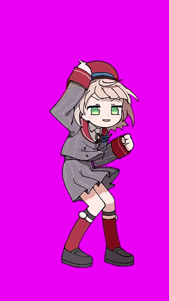 ダンスのようなポーズを取るアニメキャラクター