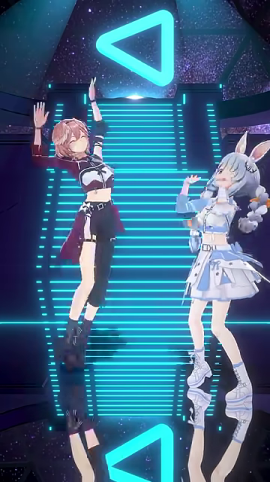 茶髪キャラクターがダイナミックに登場しデュオダンス開始