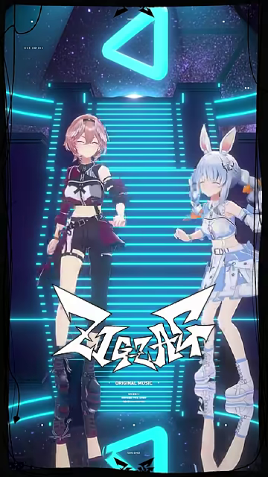 楽曲タイトル「ZIGZAG」ロゴとキャラクターのダンス