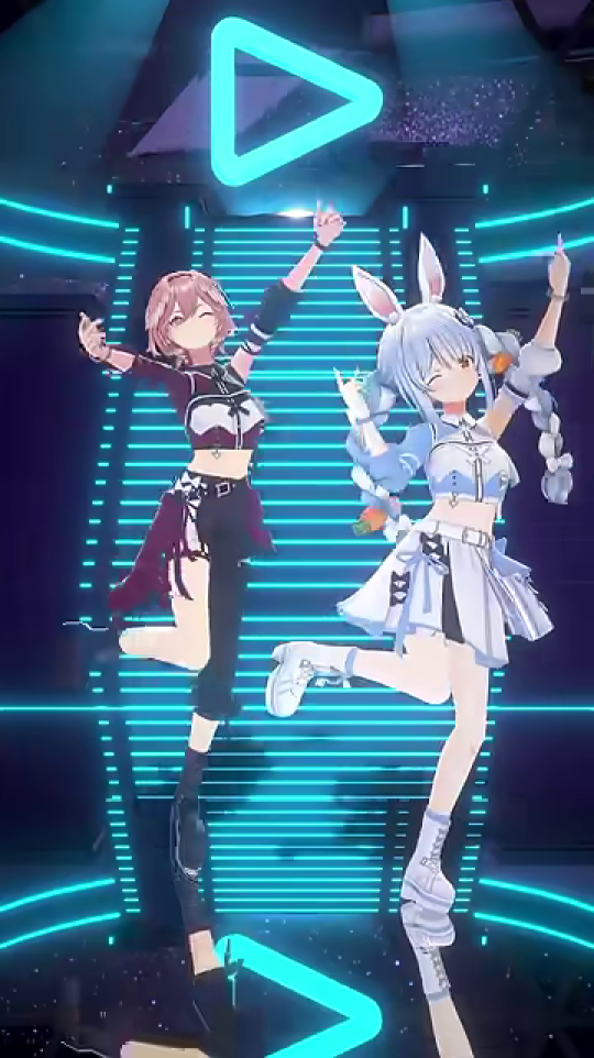 キャラクターが飛び跳ねるような明るいダンス