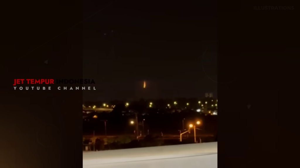 発射の炎 - 夜空に発射された炎の様子。イランによる報復攻撃の象徴的なイメージ