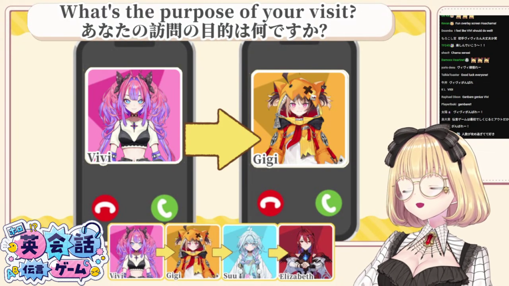 チーム1の伝言ゲーム進行中（ViviからGigiへ）
