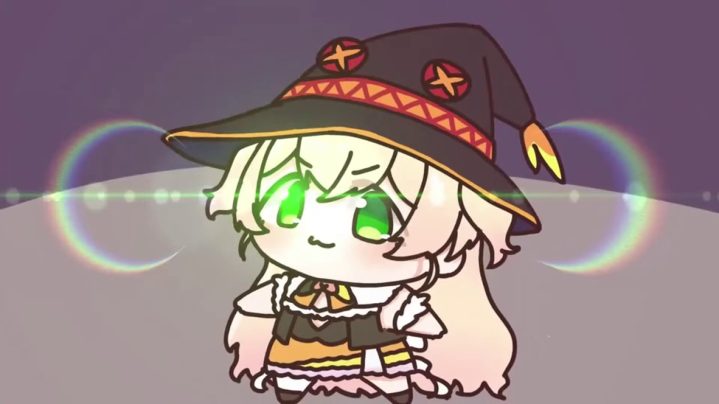 魔女の帽子をかぶった可愛いアニメキャラクター