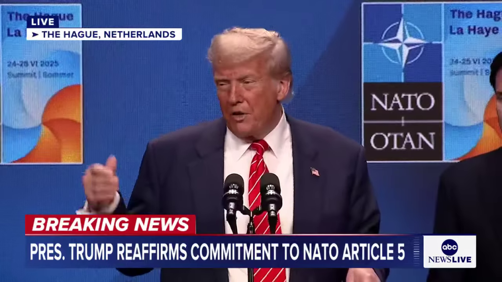 NATO第5条へのコミットメントを再確認するトランプ氏