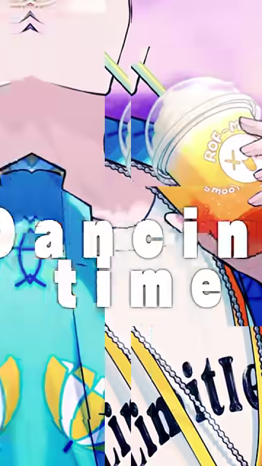 画面が分割され「Dancing in time」の文字