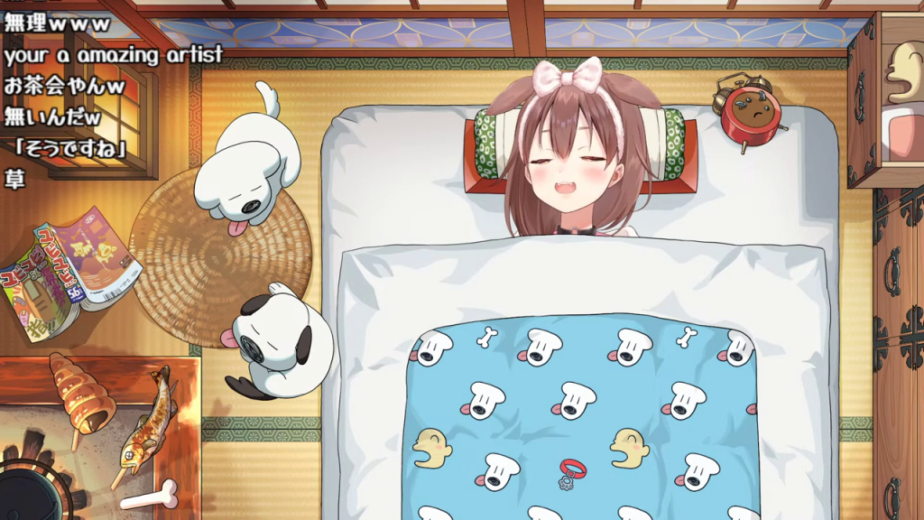 目を閉じ穏やかな表情の戌神ころねとコメント