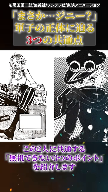 ジニーと軍子の複数イラスト比較と「見た目の共通点」提示