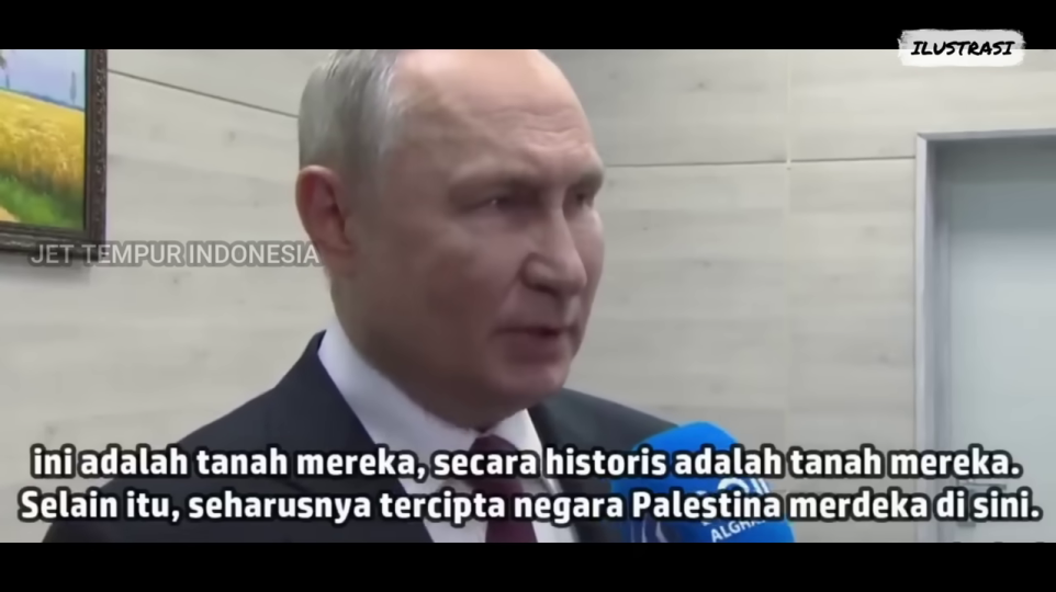 プーチン大統領がパレスチナ国家の独立について語る字幕付きの映像