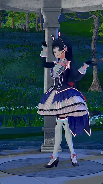 キャラクターが右に傾き、左足を後方に伸ばす