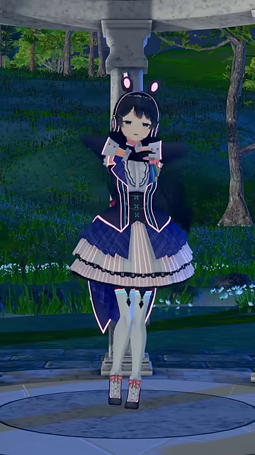 キャラクターが左に傾き、左腕を高く掲げたポーズ