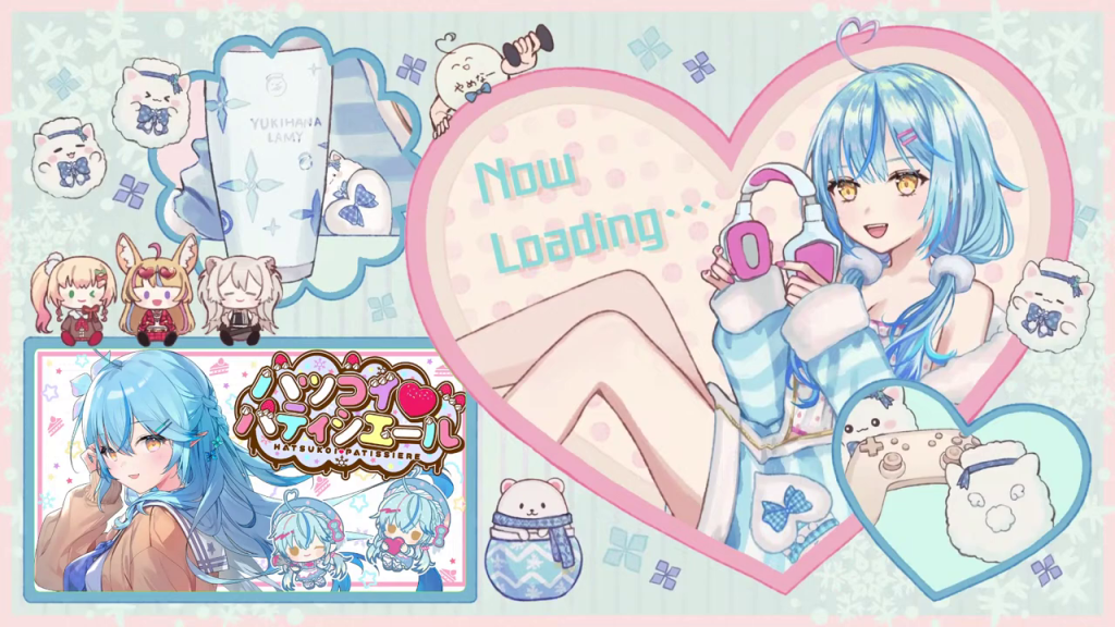 配信開始前の待機画面とキャラクターイラスト