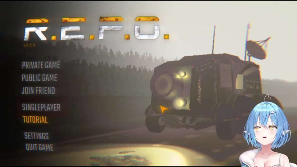 ゲームのメインメニュー画面