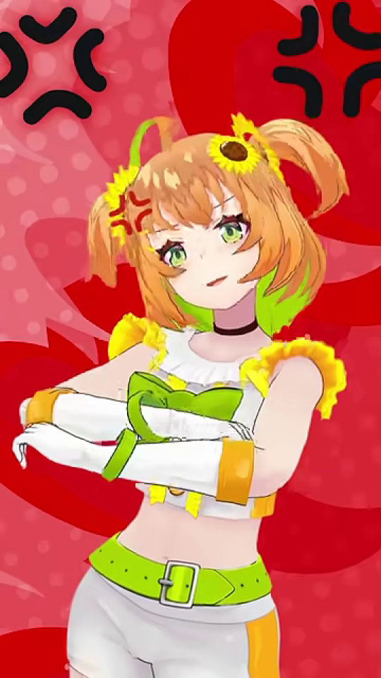 不満げに腕組みをするキャラクター