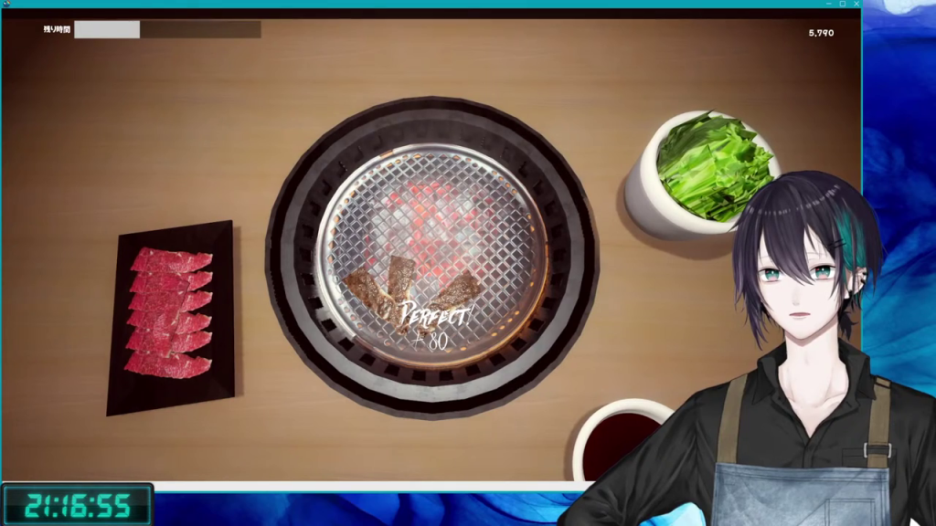 焼肉ゲームで「PERFECT」焼きに成功