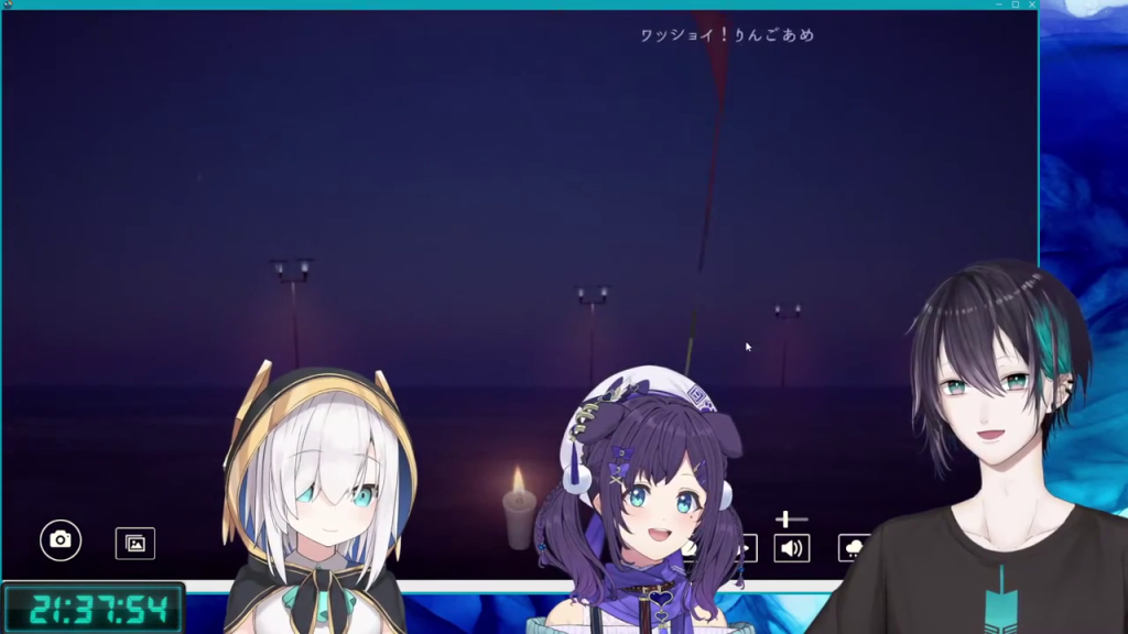 お祭りテーマの花火動画を視聴するVTuberたち