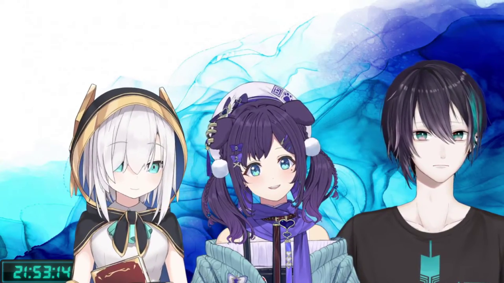 3人のVTuberが配信背景で雑談開始