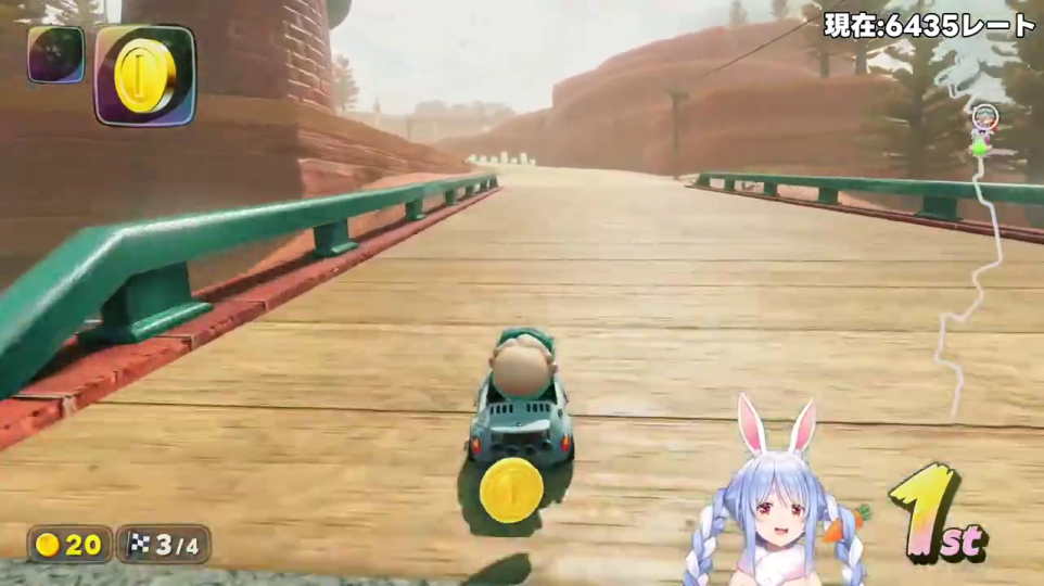 1位を快走中のマリオカートゲーム画面