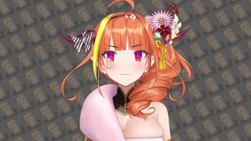 右目の下に汚れのある困惑したキャラクター