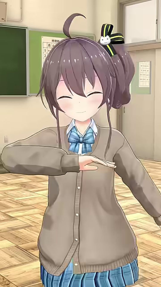 腕を交差させたまま前傾するキャラクター