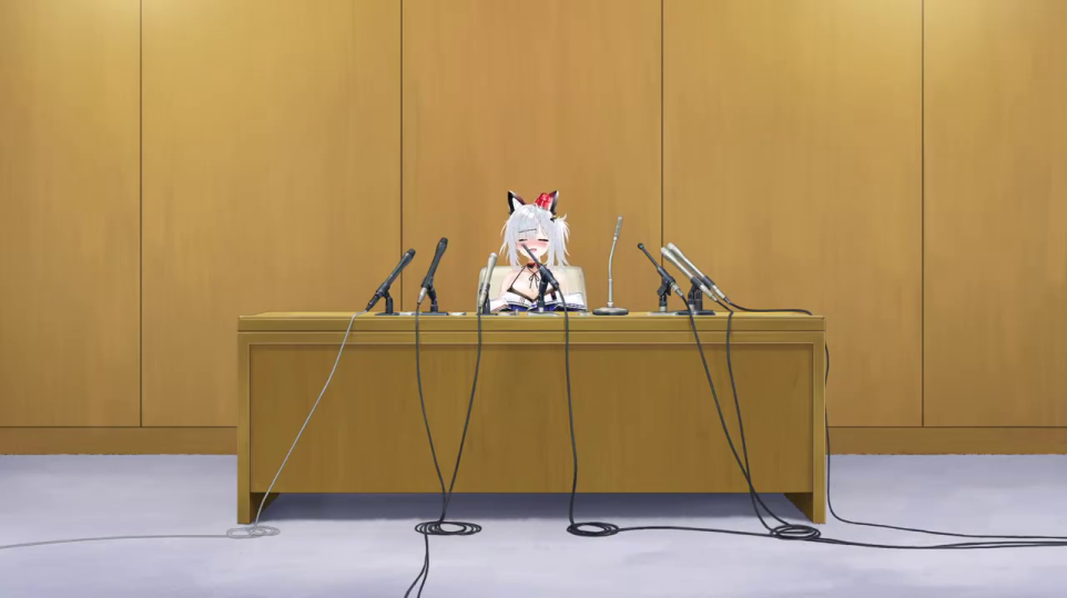 記者会見場のVTuber
