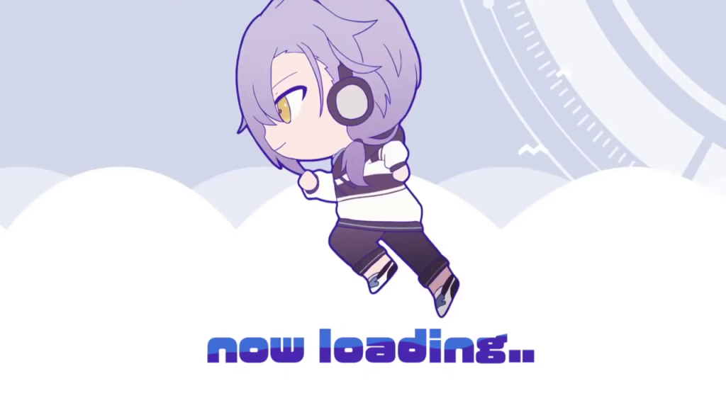 空を駆けるデフォルメキャラと「now loading..」の表示