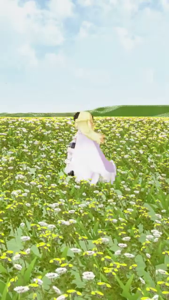 旋回する羊角の少女の後ろ姿（最終）