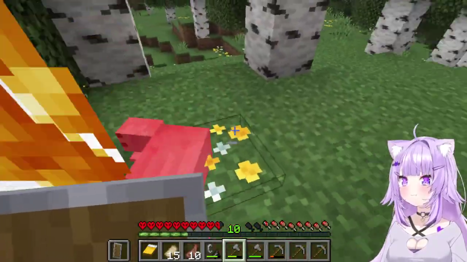 Minecraftの倒れた巨大赤いMOB、おかゆのVTuberモデル